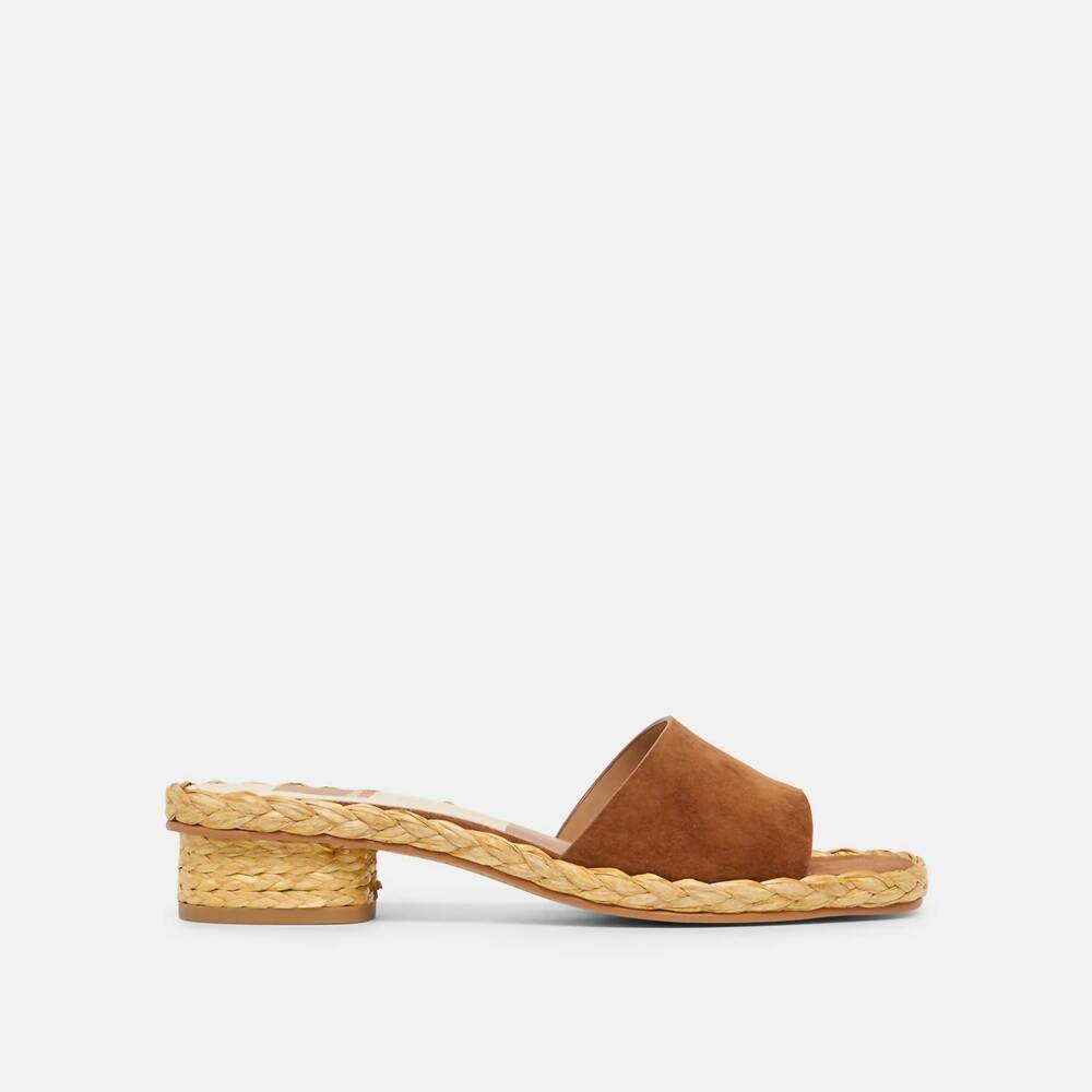NEW DOLCE VITA women's dixie slip-on sandal in brown suede